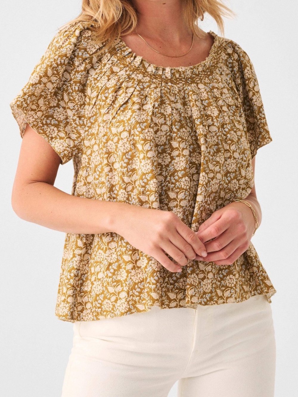 Faherty Annabelle Floral Top Golden Theodora Size M